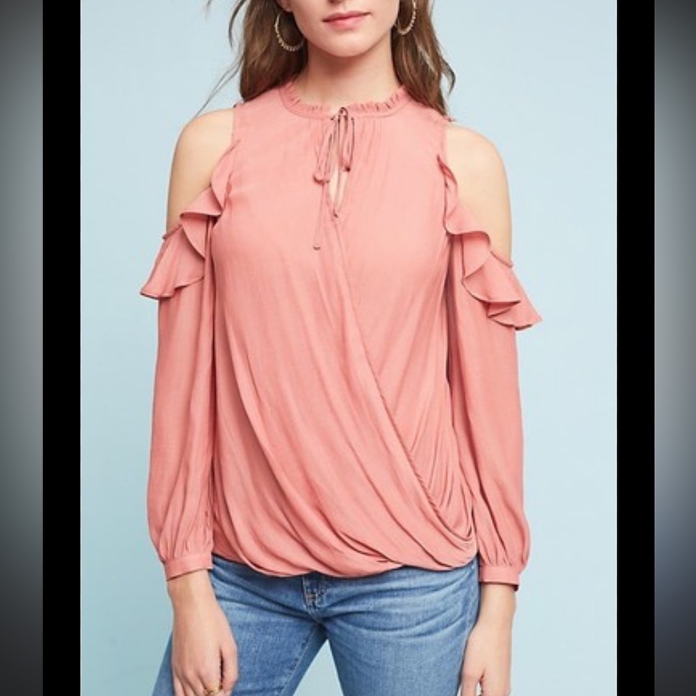 Maeve Blush Pink Ruffled Blouse Size M